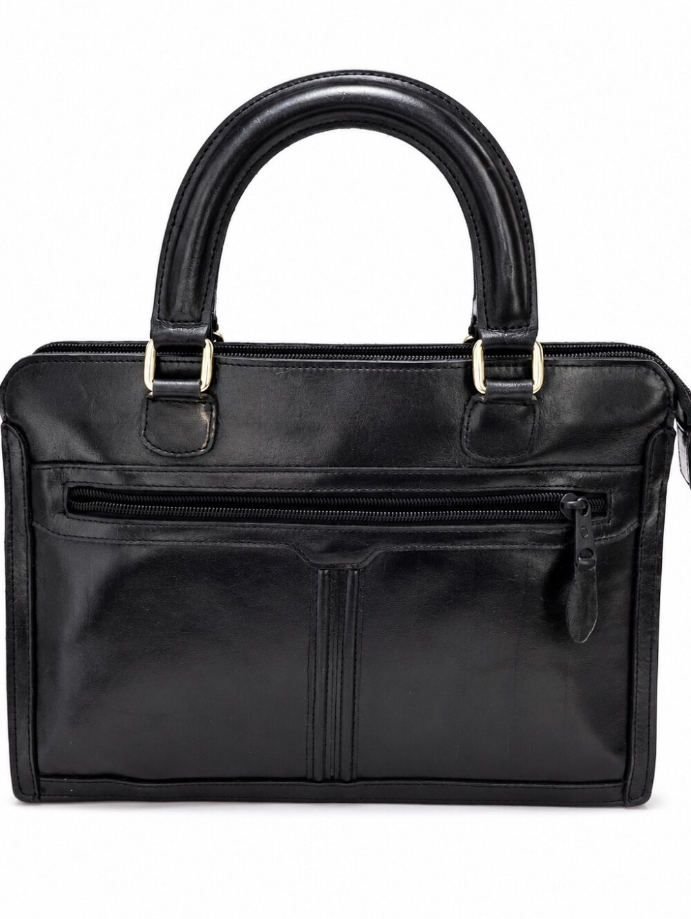 Vintage Genuine Leather Organizer Handbag